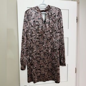MELLODAY Black and Pink Paisley Long Sleeve Dress